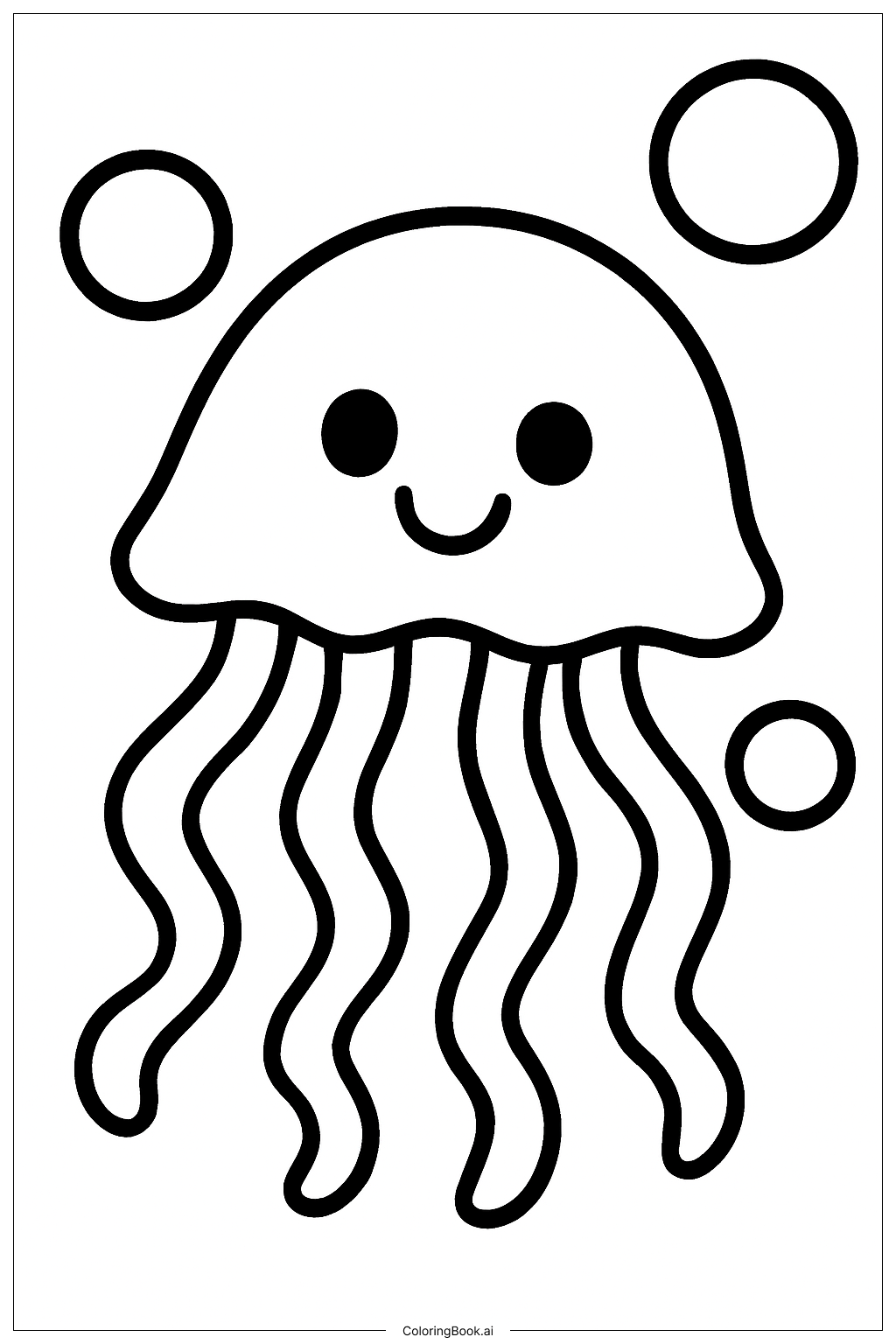  Page de coloriage Méduse avec bulles 