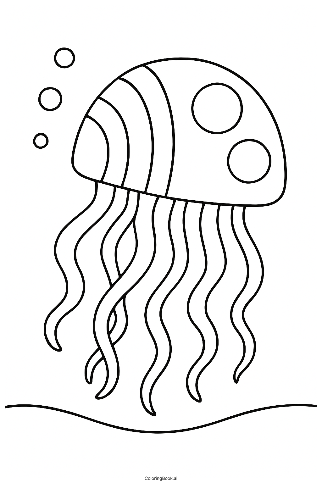  模様のあるクラゲの塗り絵ページ 