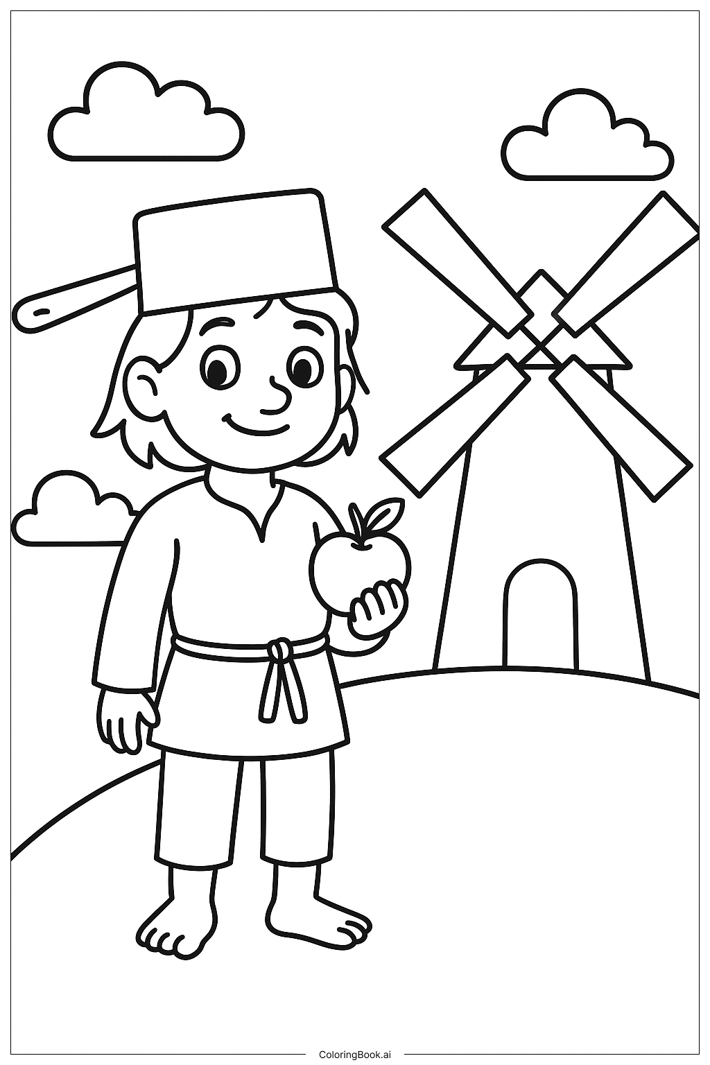  Trang tô màu Johnny Appleseed Gần Cối Xay Gió 