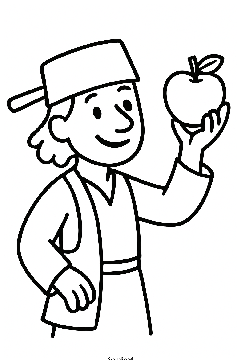  Trang tô màu Johnny Appleseed hái một quả táo 