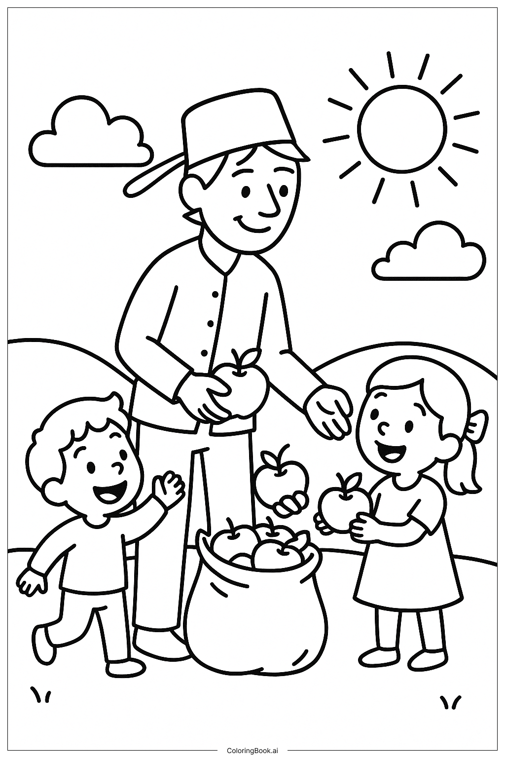  Trang tô màu Johnny Appleseed Chia Táo Cho Trẻ Em 