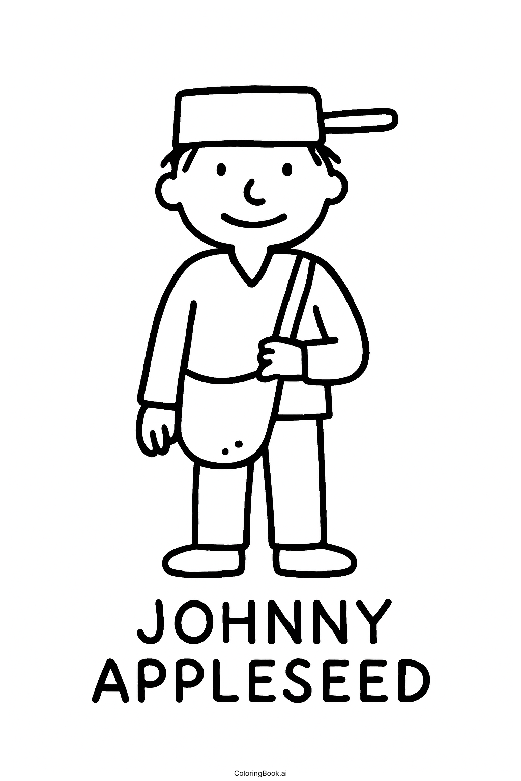  Trang tô màu Johnny Appleseed Đứng Cầm Túi Hạt Giống 