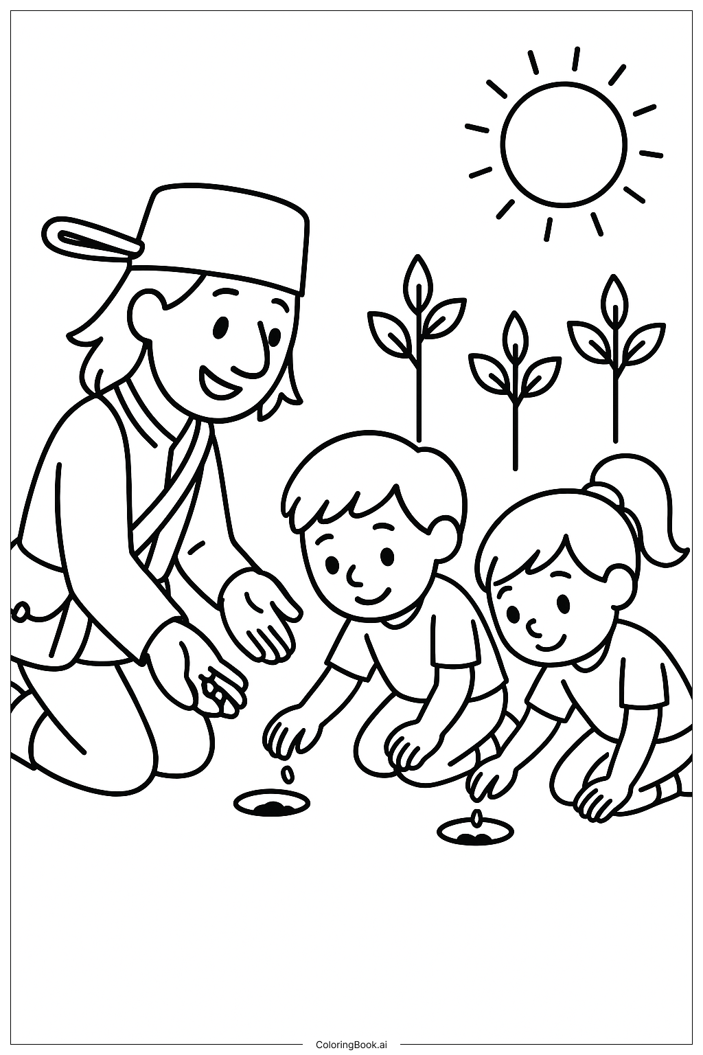  Trang tô màu Johnny Appleseed Dạy Trẻ Con Trồng Cây 