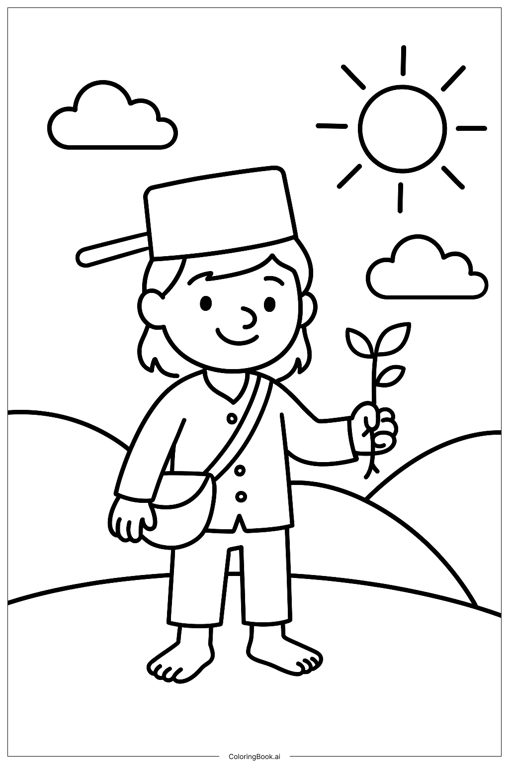  Trang tô màu Johnny Appleseed Dưới Bầu Trời Nắng 