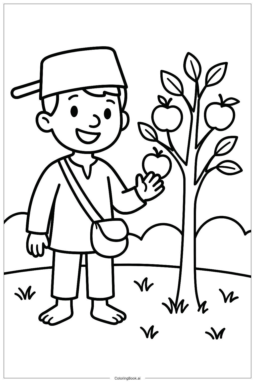  Trang tô màu Johnny Appleseed Dưới Cây Táo Non 