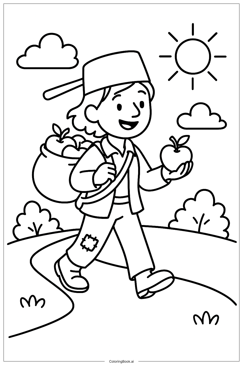  Trang tô màu Johnny Appleseed Đi Bộ Trên Đường Mòn 