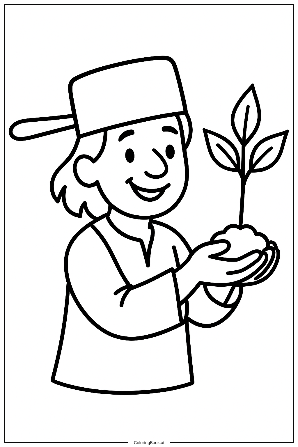  Trang tô màu Johnny Appleseed Với Cây Non Nhỏ 