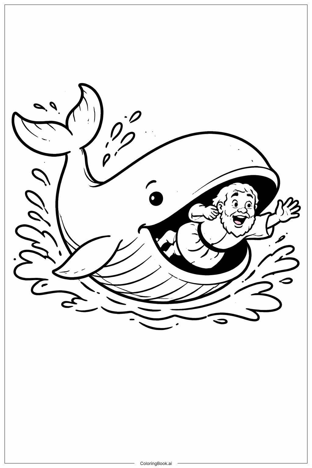  요나와 고래 점프 색칠공부 페이지 