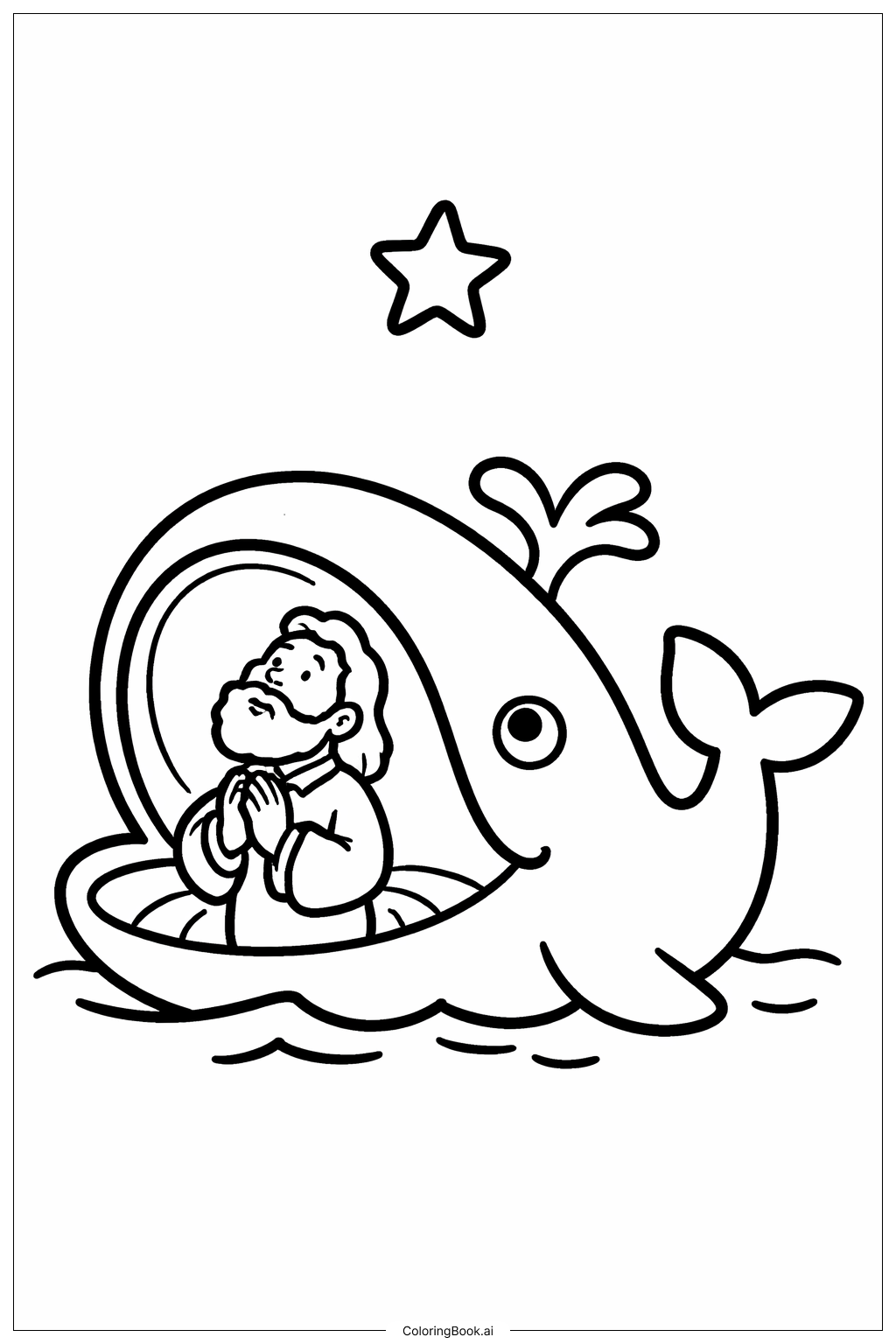  별을 바라보는 요나와 고래 색칠공부 페이지 
