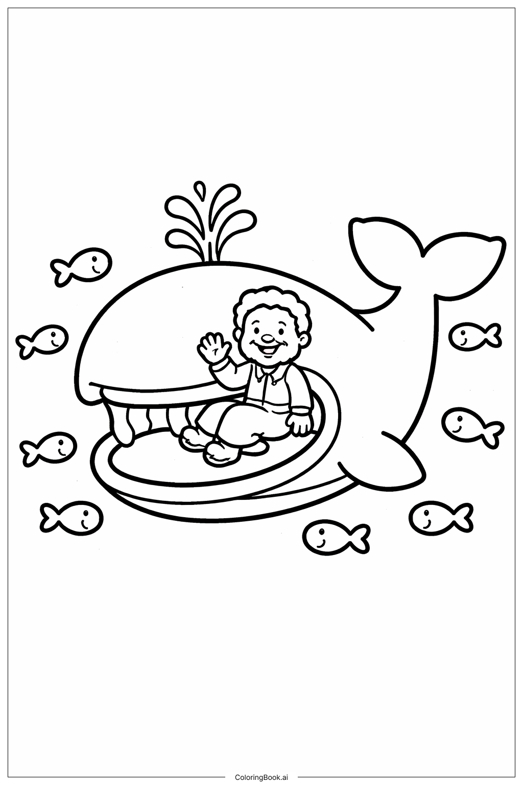  요나와 고래 작은 물고기 친구들 색칠공부 페이지 