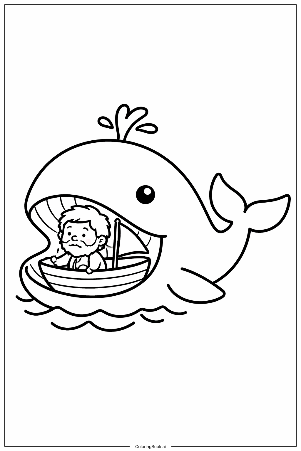  요나와 항해 중인 고래 색칠공부 페이지 
