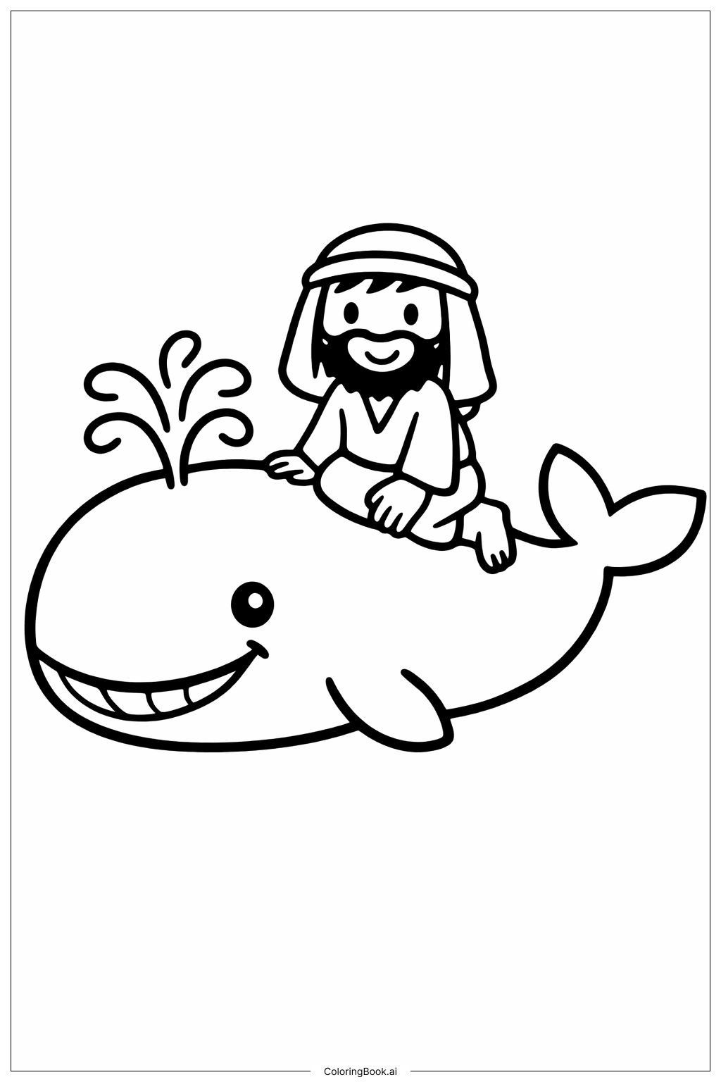  요나와 고래, 요나가 웃고 있는 모습 색칠공부 페이지 