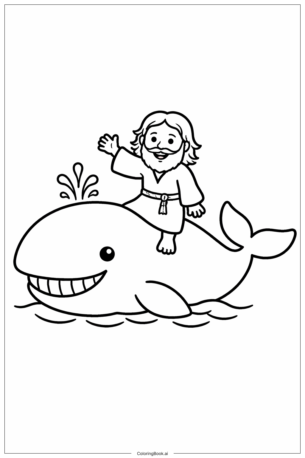  요나와 고래, 손 흔드는 요나 색칠공부 페이지 