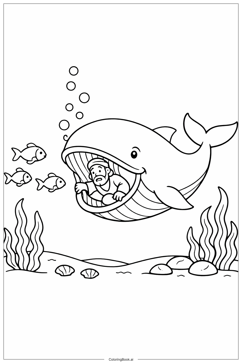 작은 물고기와 함께하는 요나와 고래