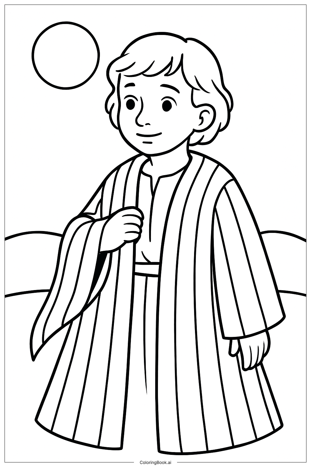 约瑟的彩色长衣在梯子上 填色页(免费 PDF&PNG 可打印)