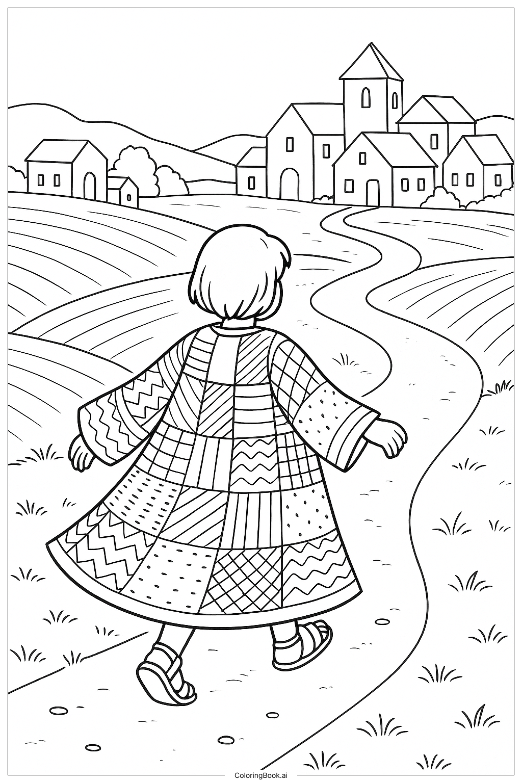 Trang tô màu Joseph Áo Lụa Nhiều Màu Về Nhà