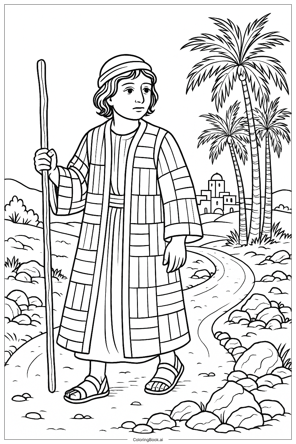  Joseph Coat Of Many Colors Journey Scene Coloring Page 