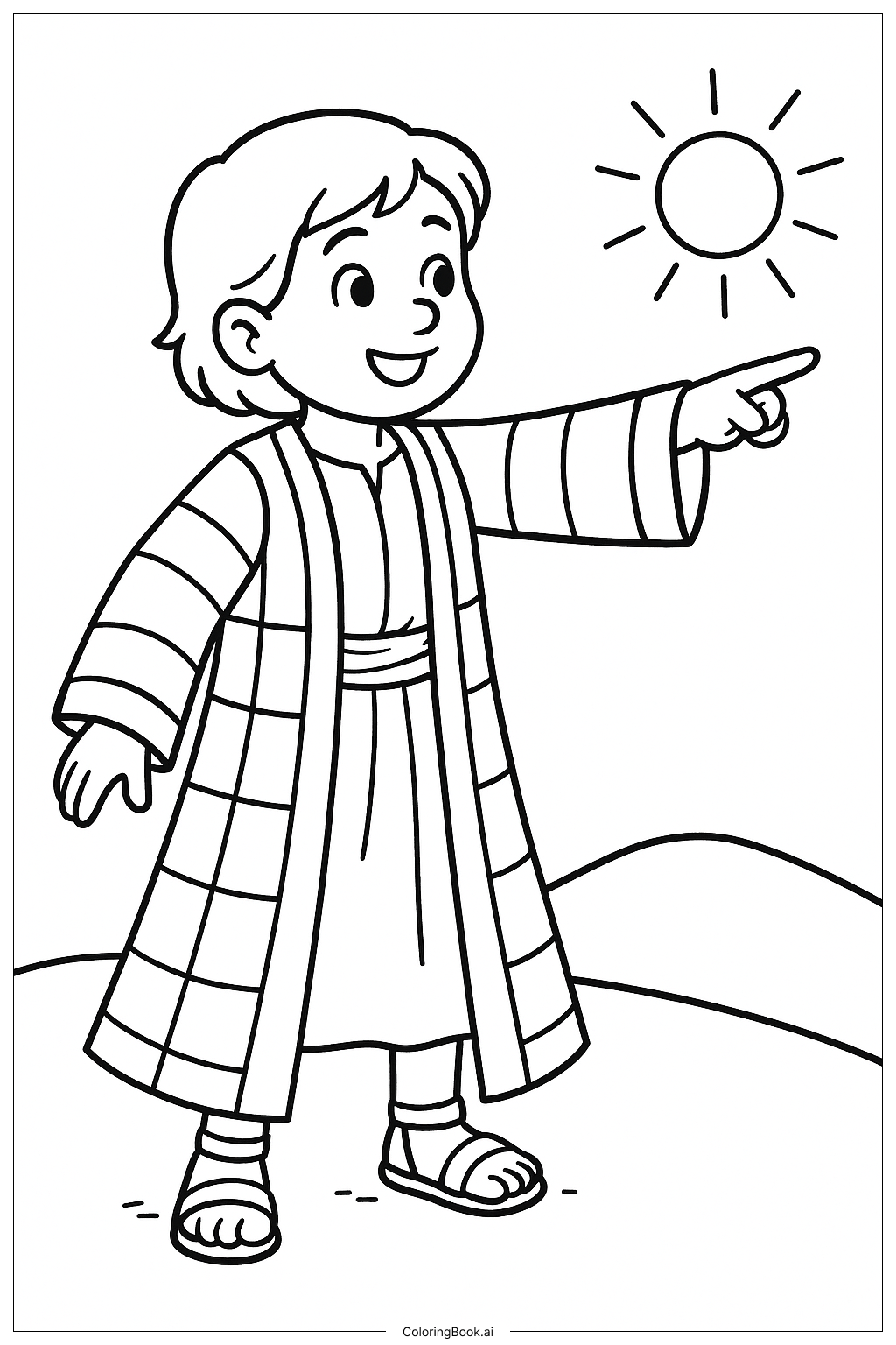 Joseph Coat Of Many Colors Pointing Coloring Page