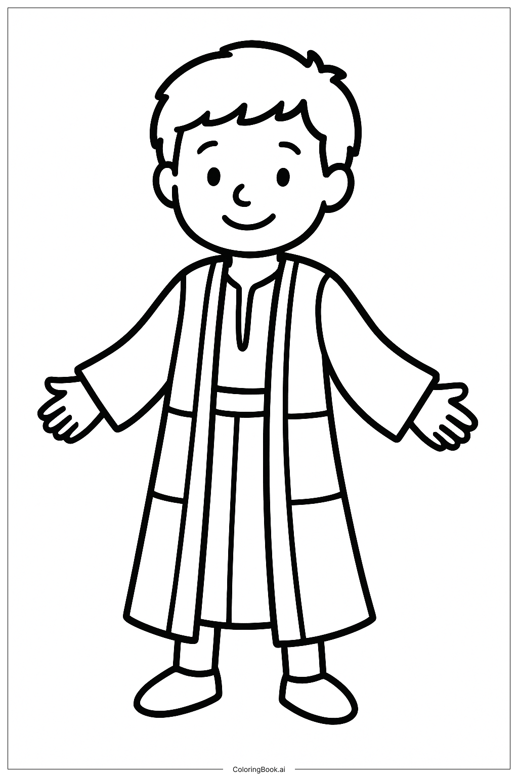 約瑟多彩衣服簡易無影版著色頁