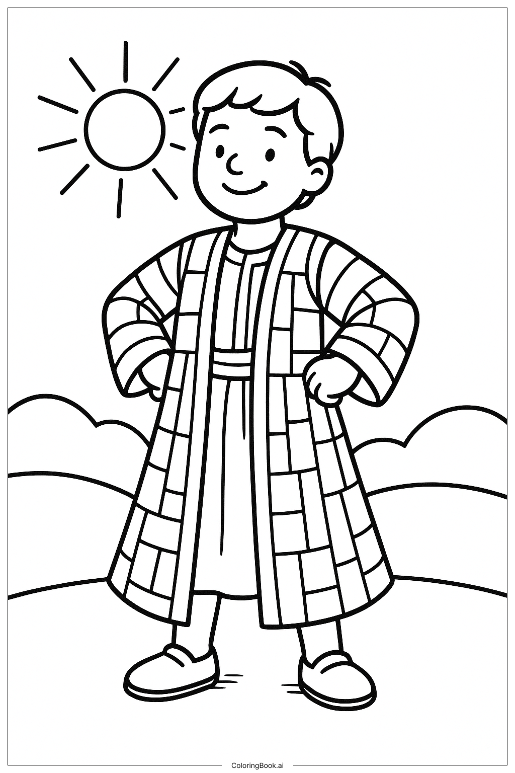 約瑟五彩繽紛的外套驕傲地站著著色頁