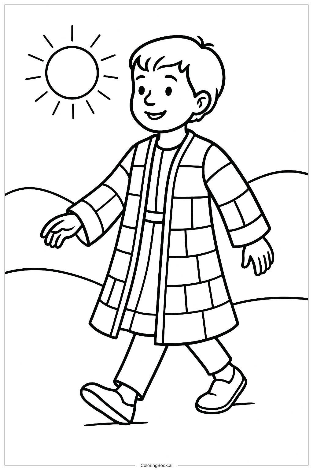 約瑟彩色多重外套行走著色頁