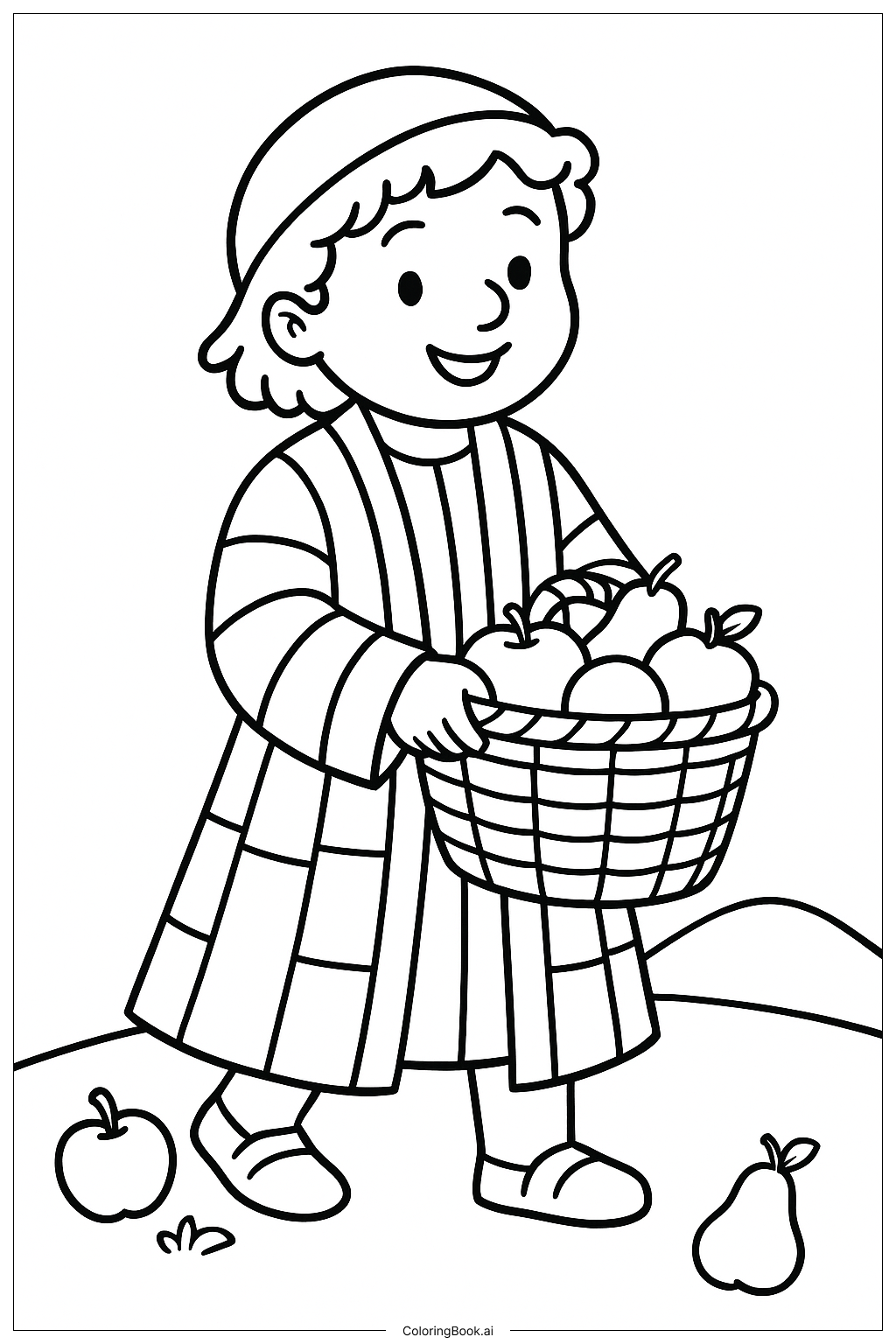 Joseph Coat Of Many Colors With Basket Coloring Page