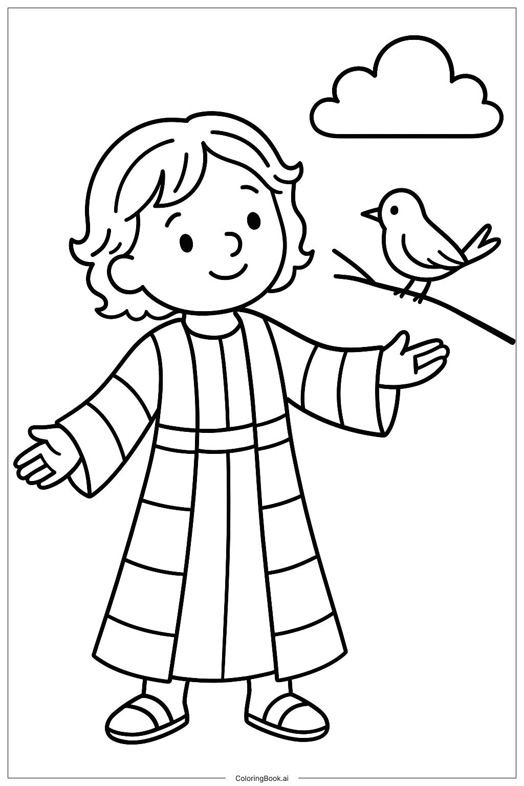  Joseph Coat Of Many Colors With Bird Coloring Page 