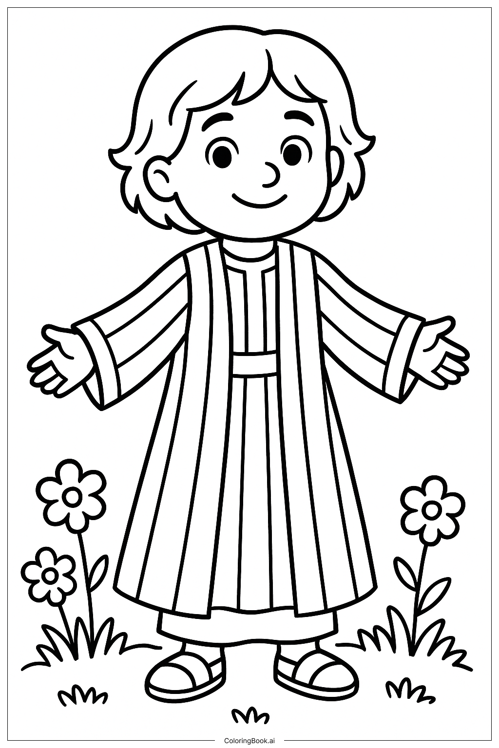 Joseph Coat Of Many Colors With Flowers Coloring Page