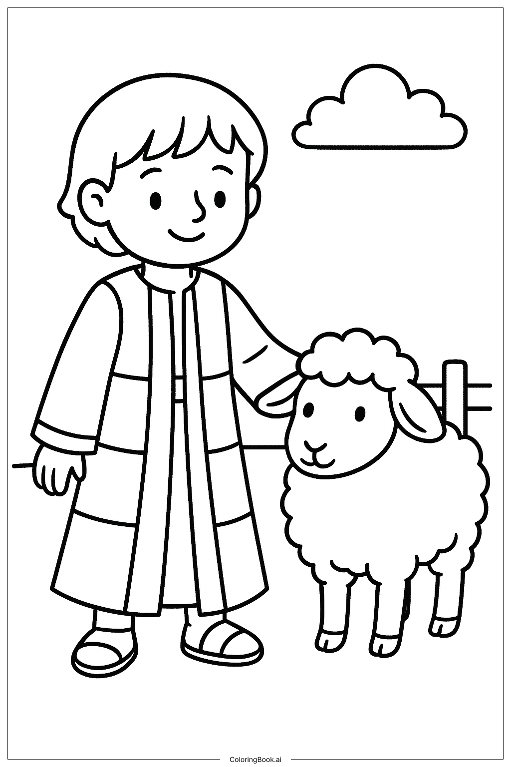 約瑟五彩斑斕的外衣與綿羊著色頁