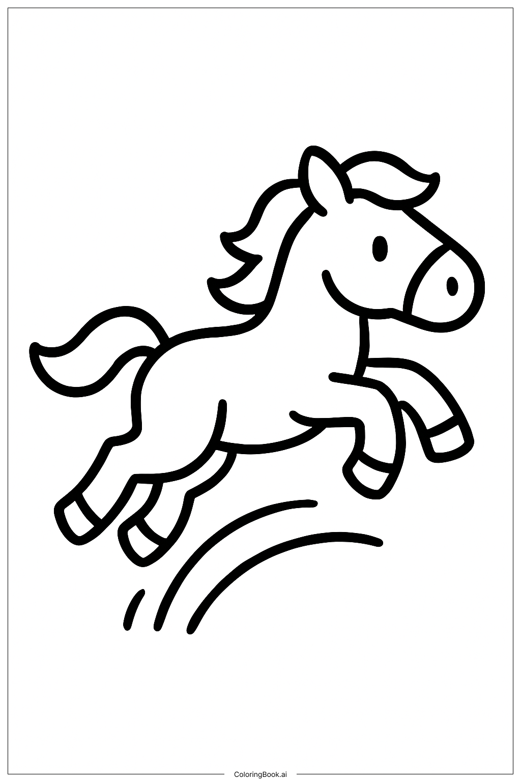  Jumping Horses Simple Coloring Page 