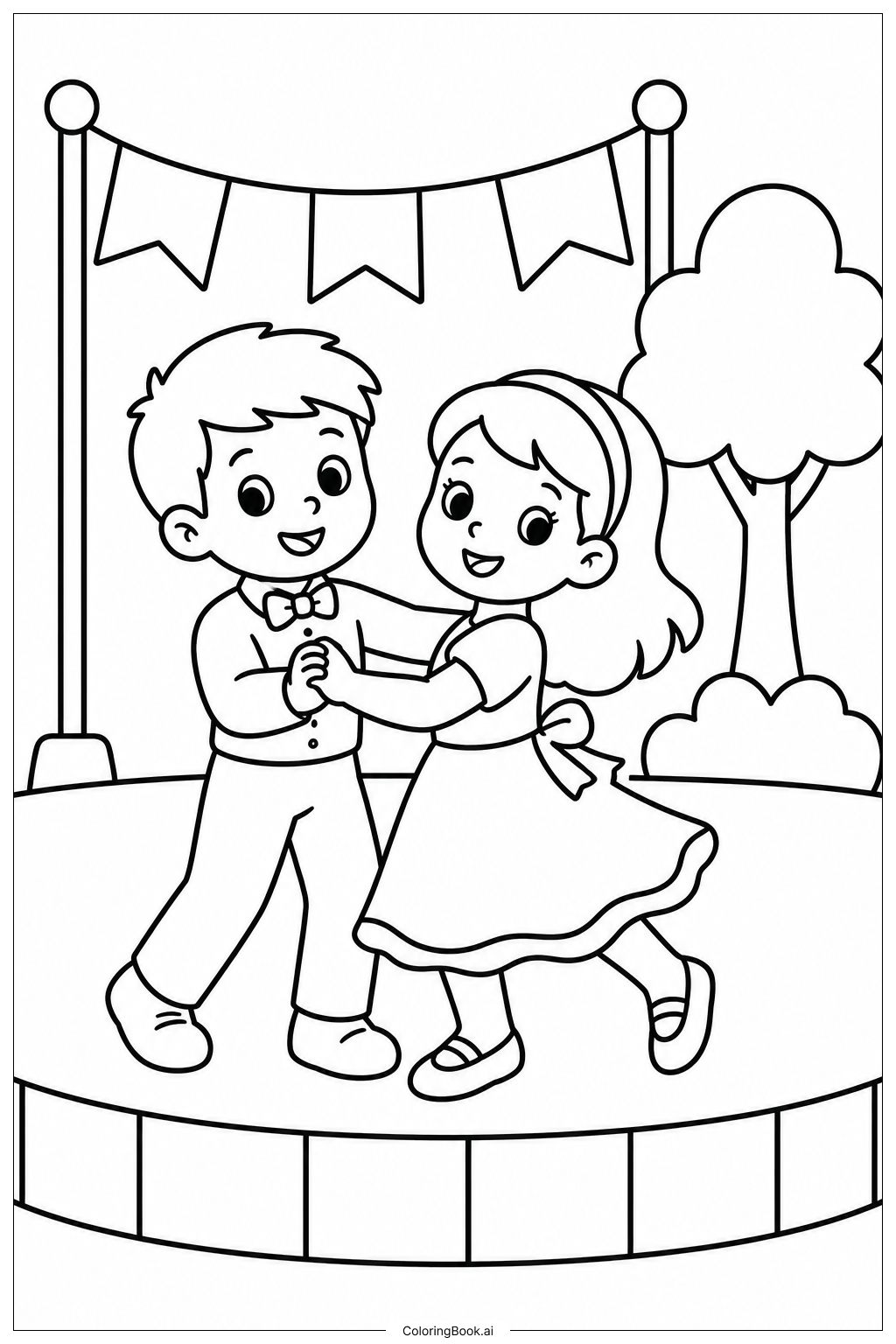 Page de coloriage Juneteenth Children Dancing
