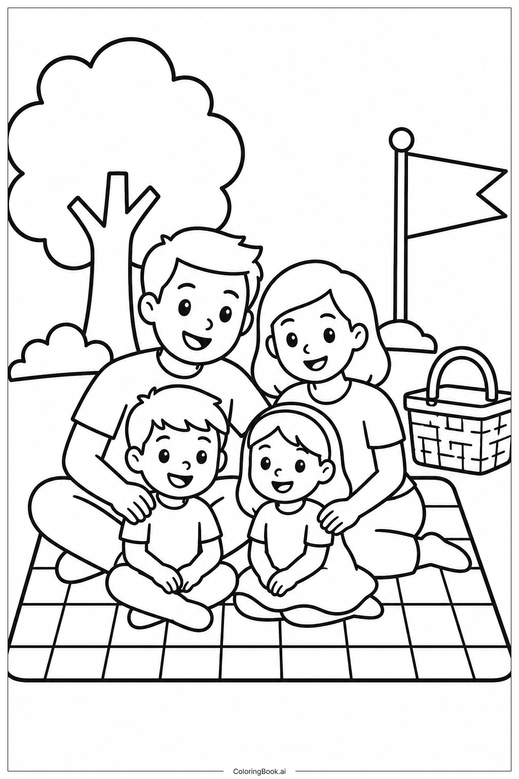 Page de coloriage Juneteenth Family Picnic