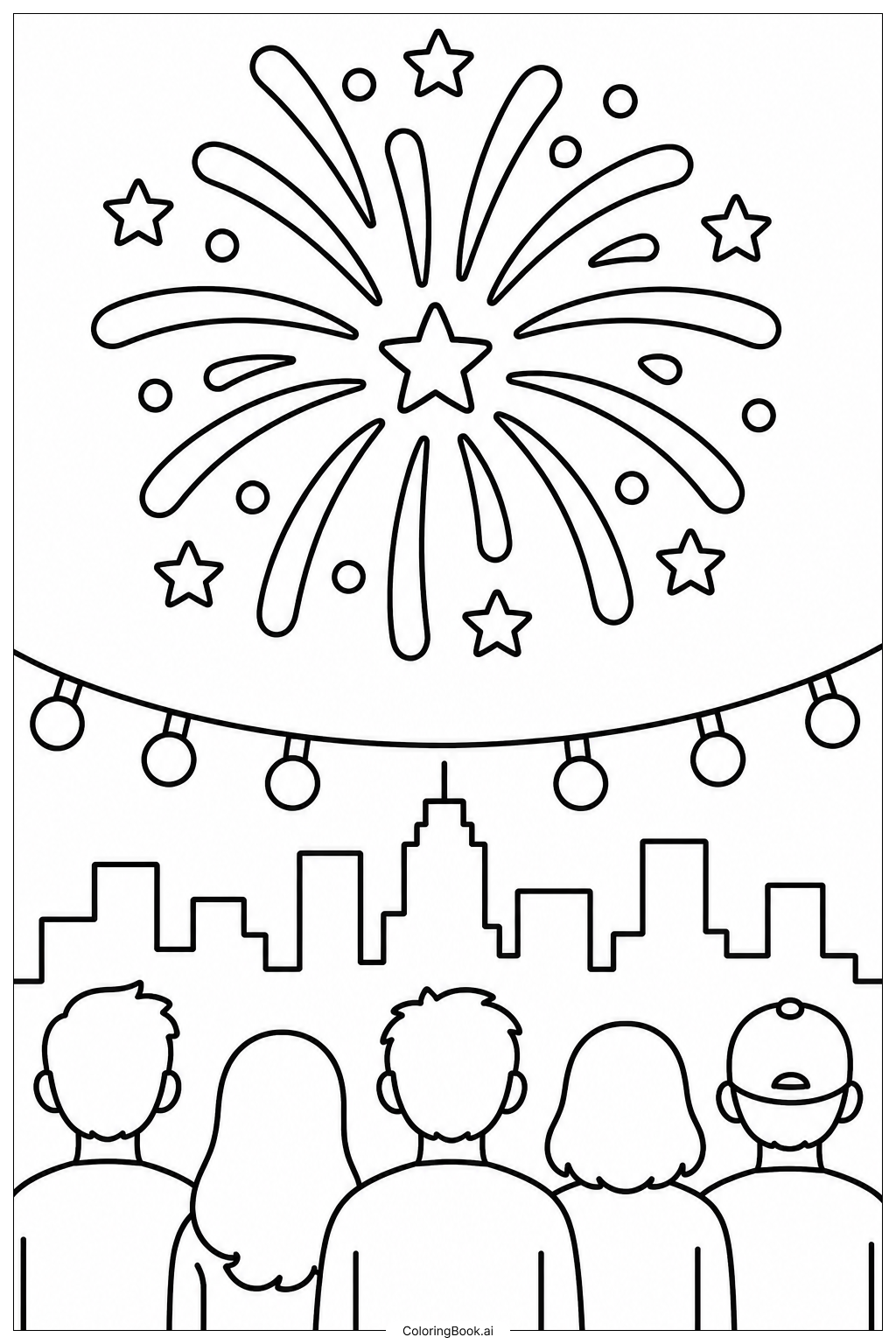 Page de coloriage Juneteenth Fireworks Display