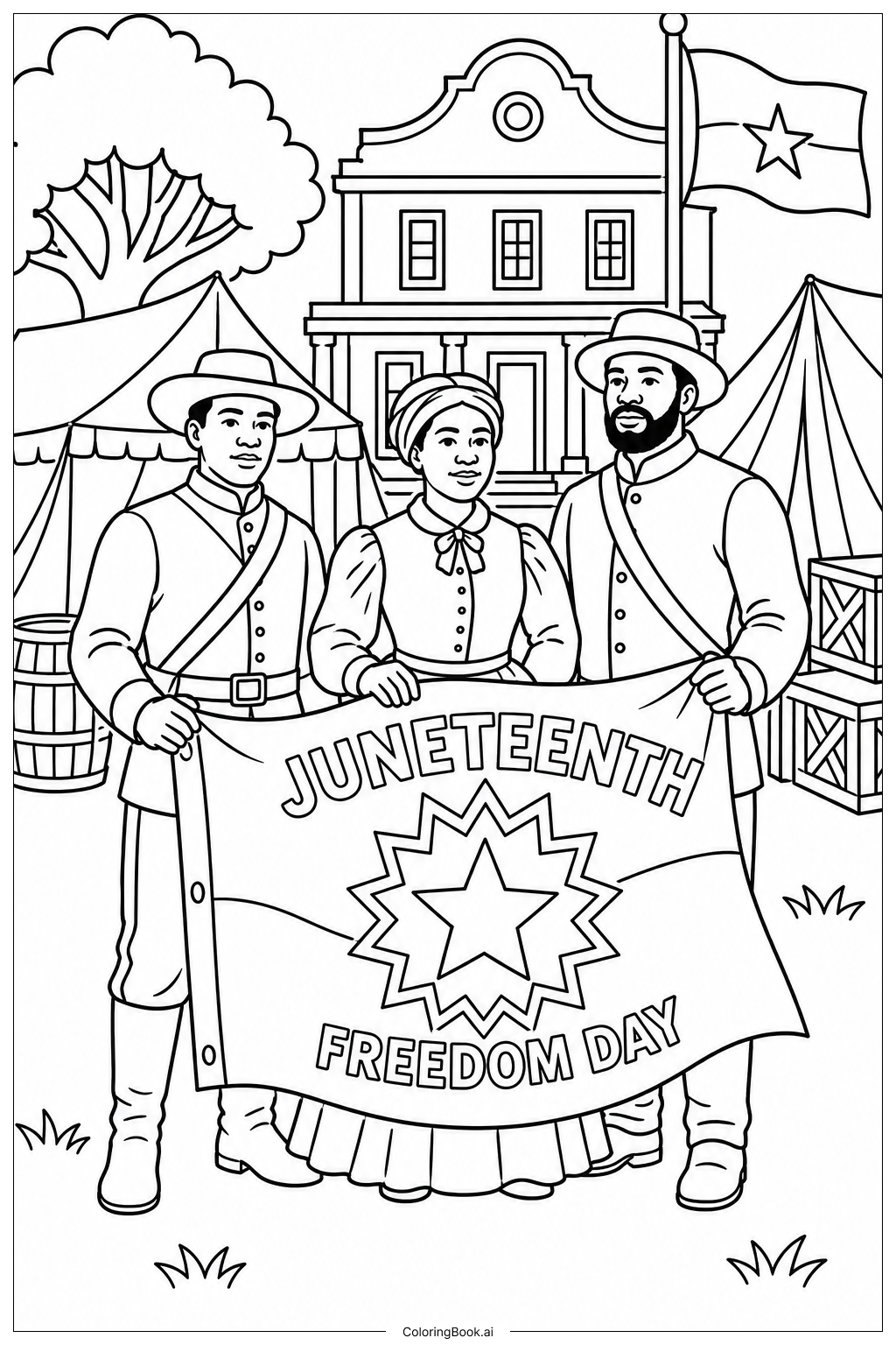 Juneteenth Flag Historic Reenactmentの塗り絵ページ