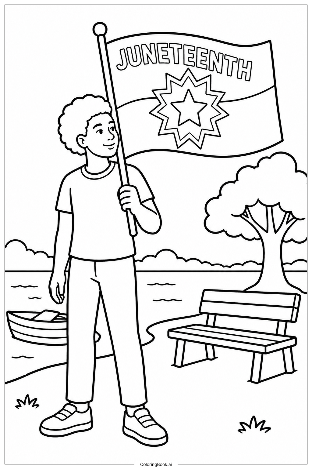 Juneteenth Flag Lakefront Gatheringの塗り絵ページ