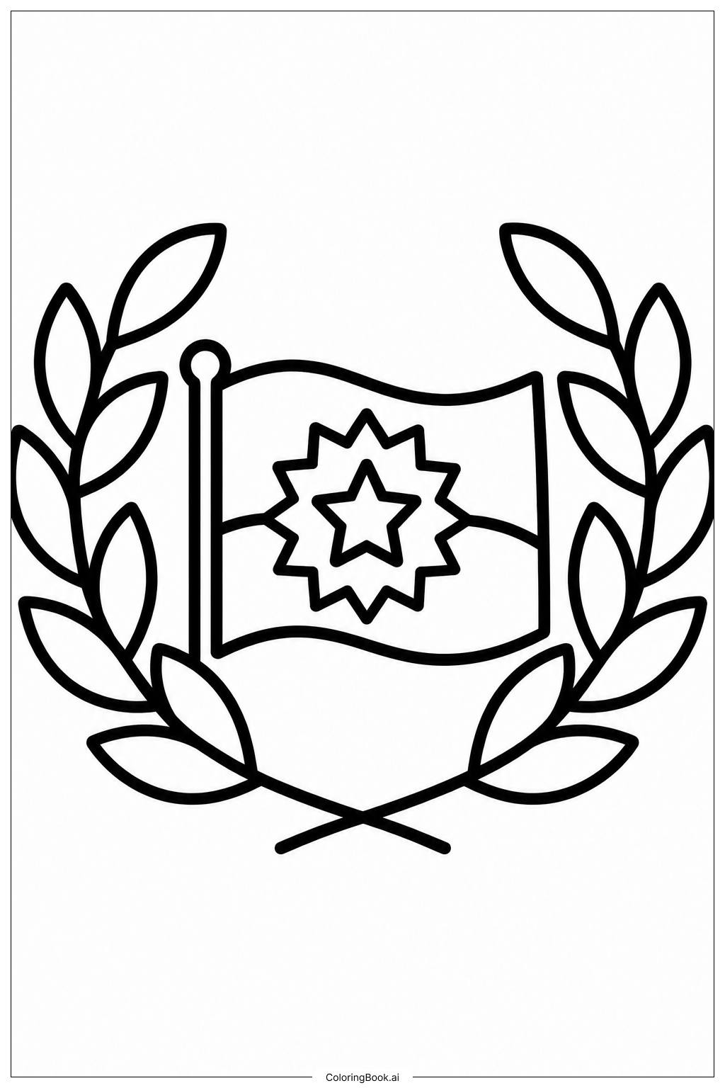 Juneteenth Flag Laurelの塗り絵ページ