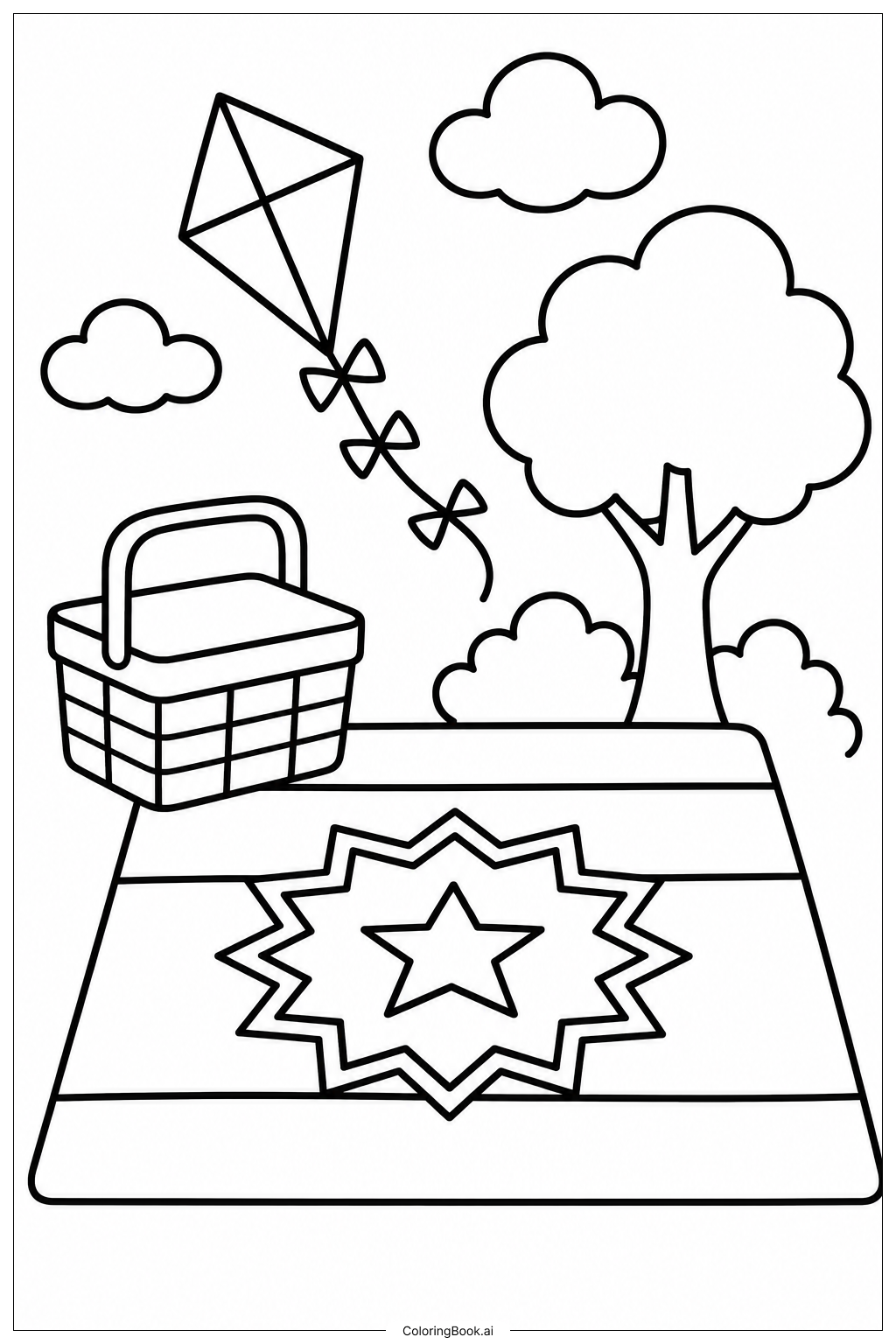 Juneteenth Flag Picnic Blanketの塗り絵ページ