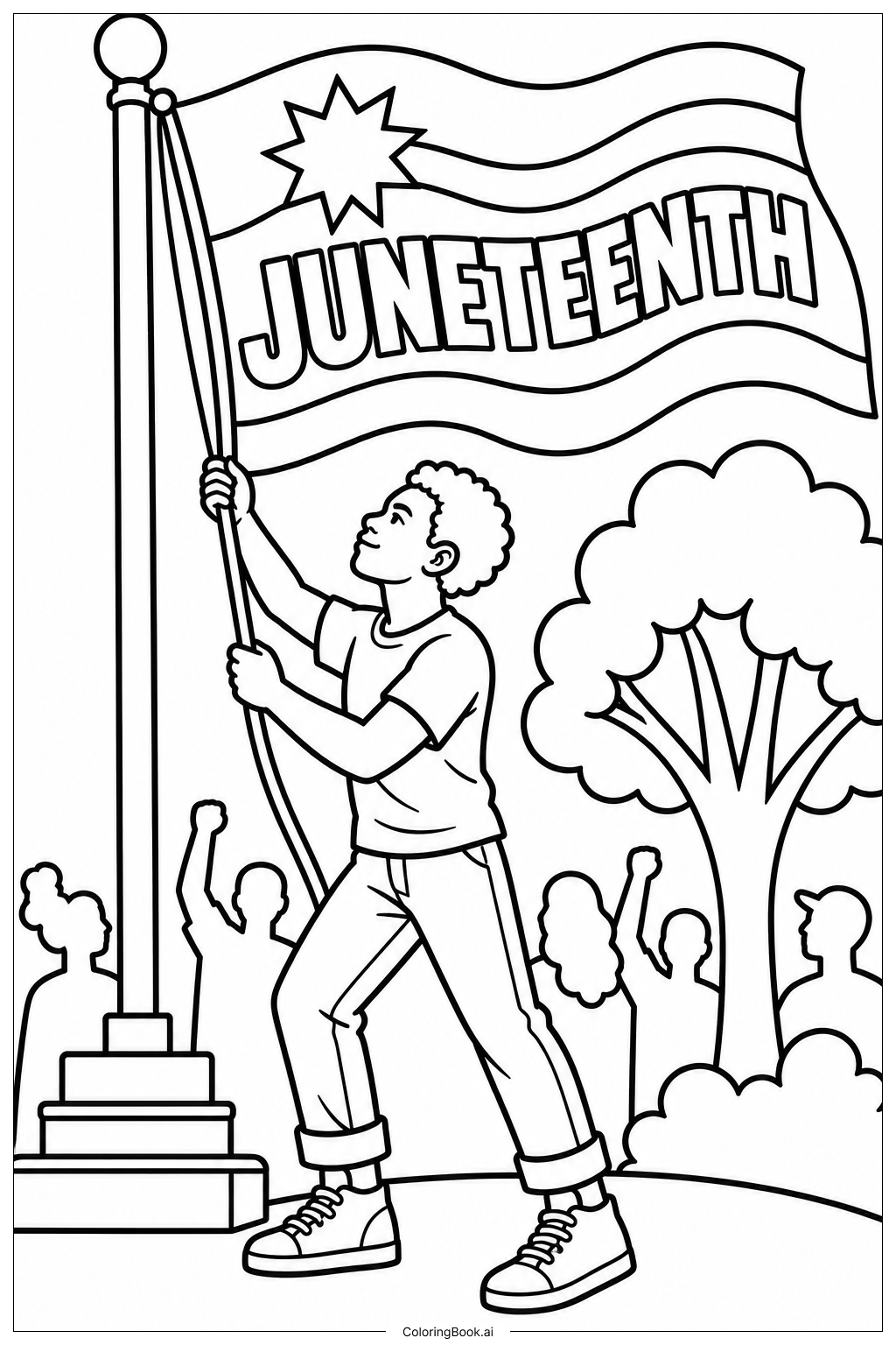 Page de coloriage Levée du drapeau Juneteenth