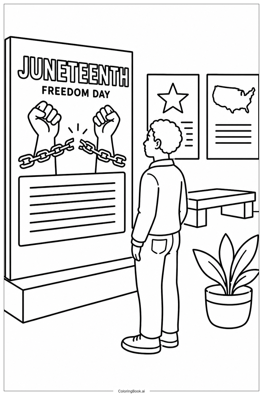 Page de coloriage Visite du Musée du Juneteenth