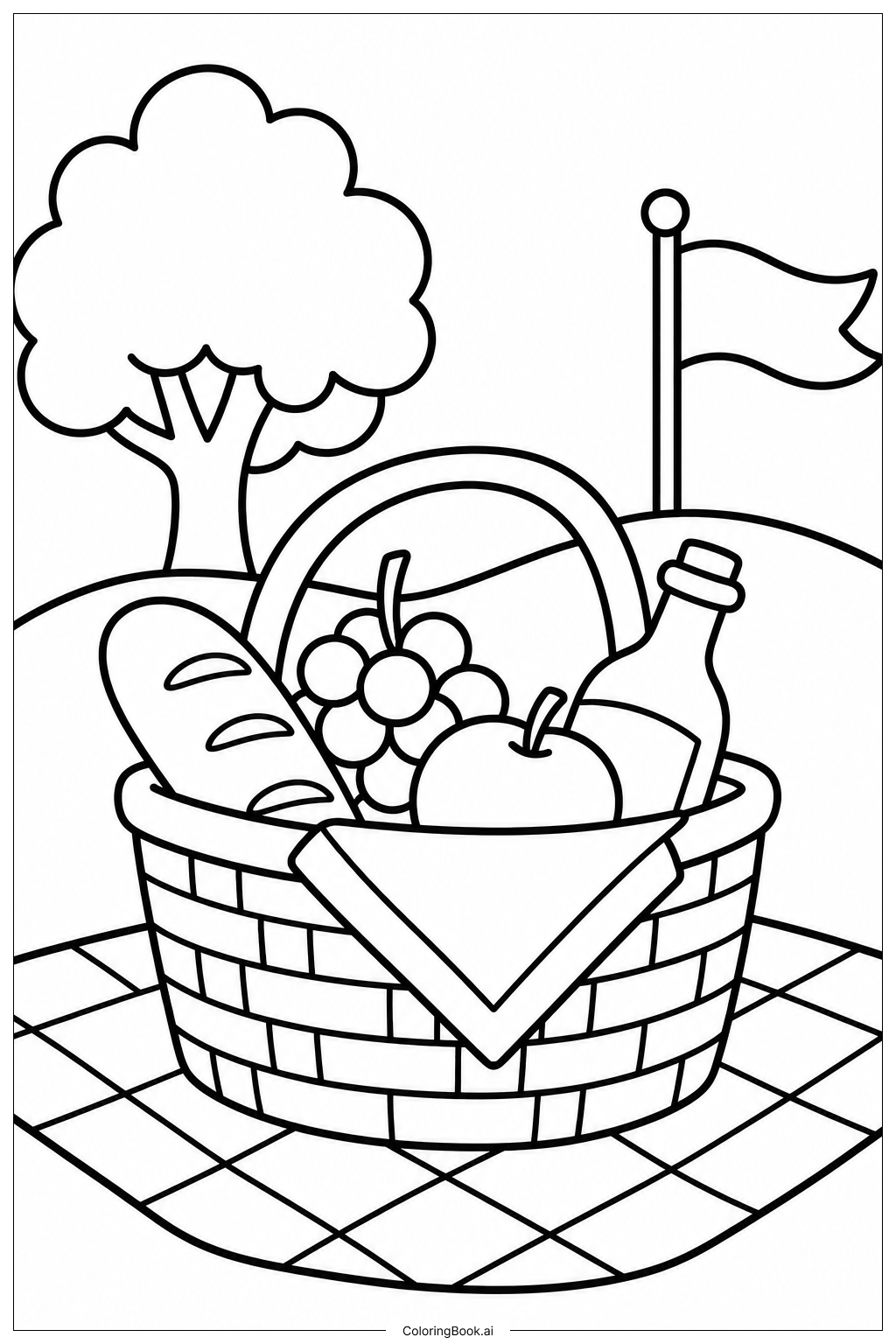 Juneteenth Picnic Basketの塗り絵ページ
