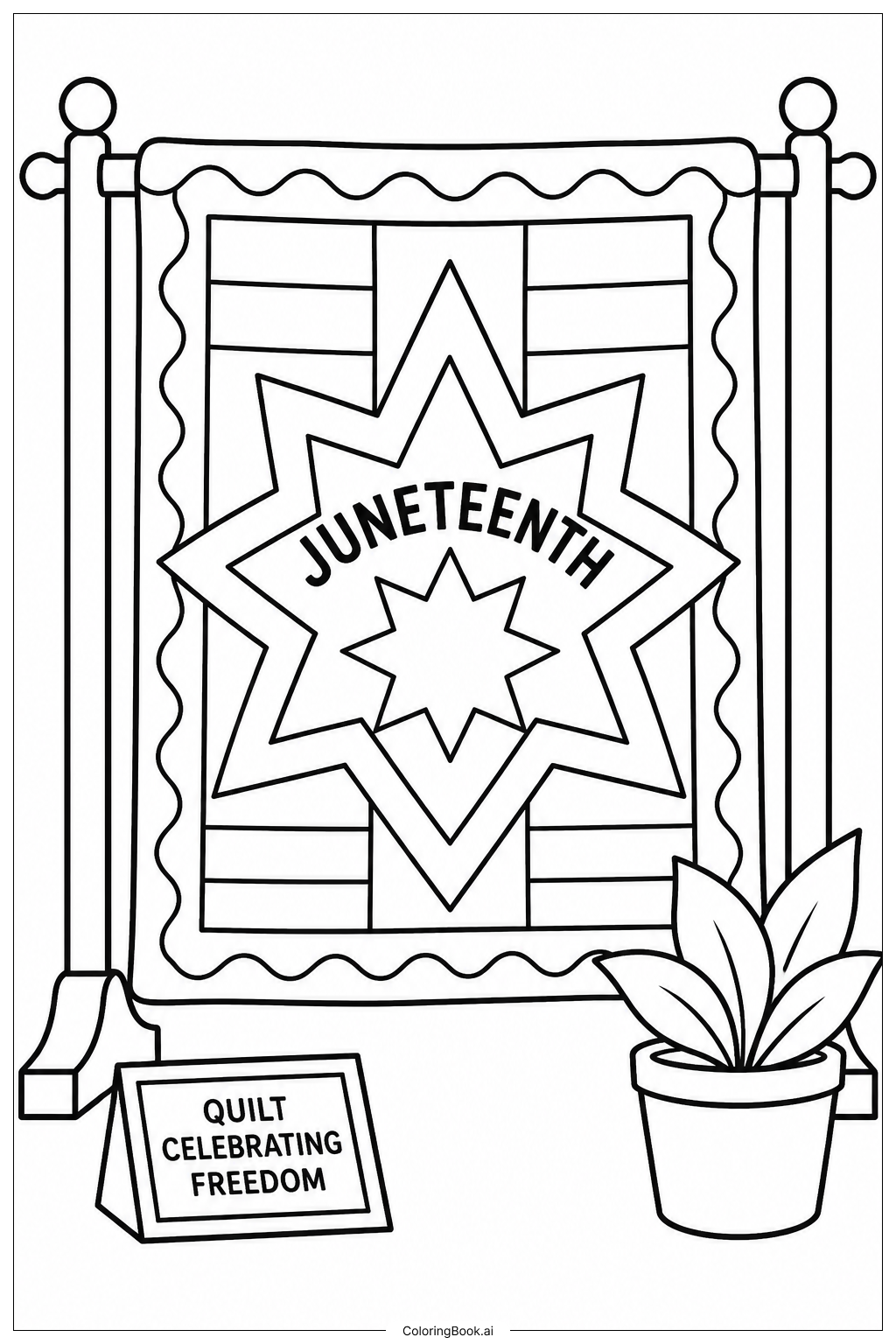 Page de coloriage Exposition de patchwork Juneteenth