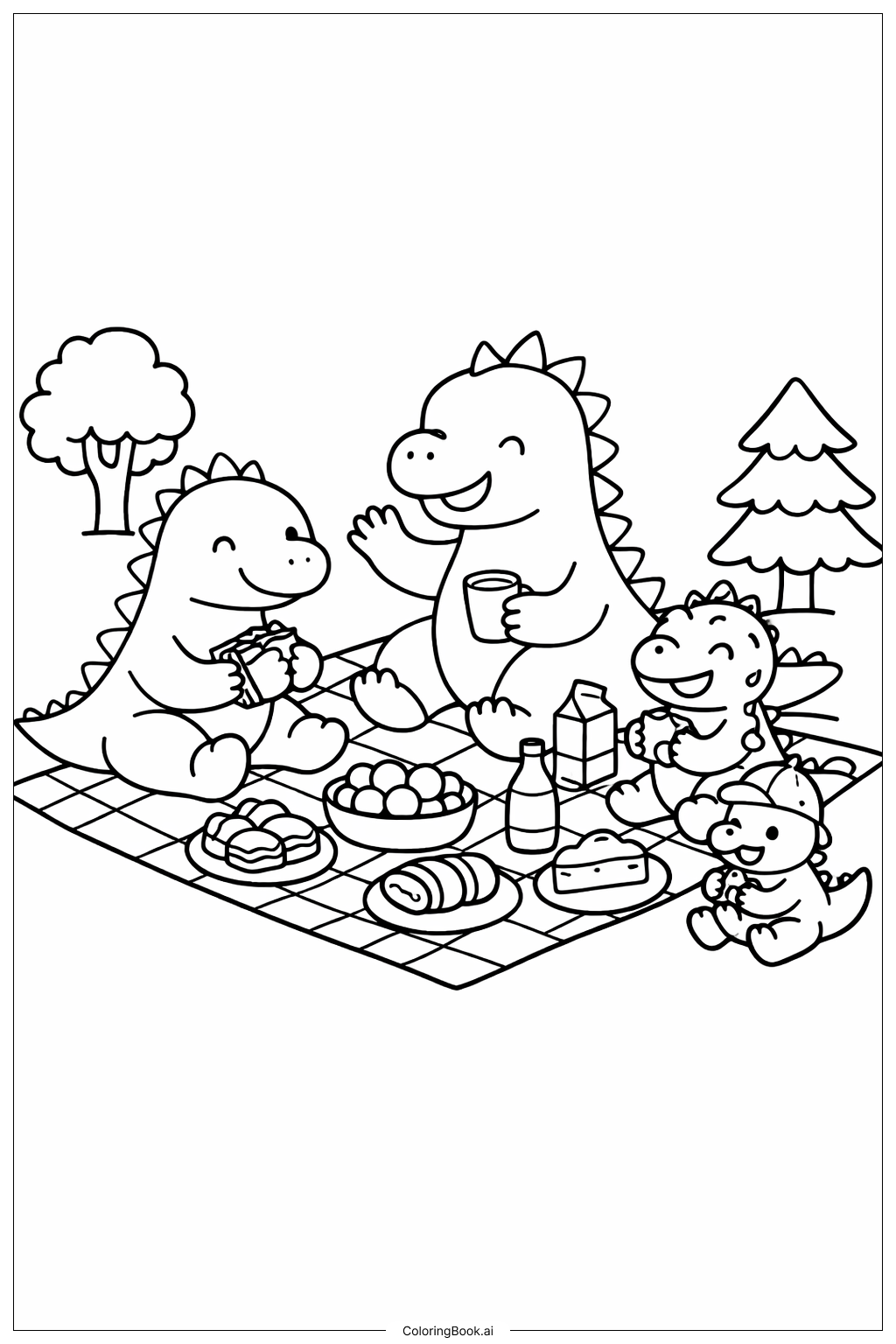 Jurassic Park Dino Picknick Ausmalseite