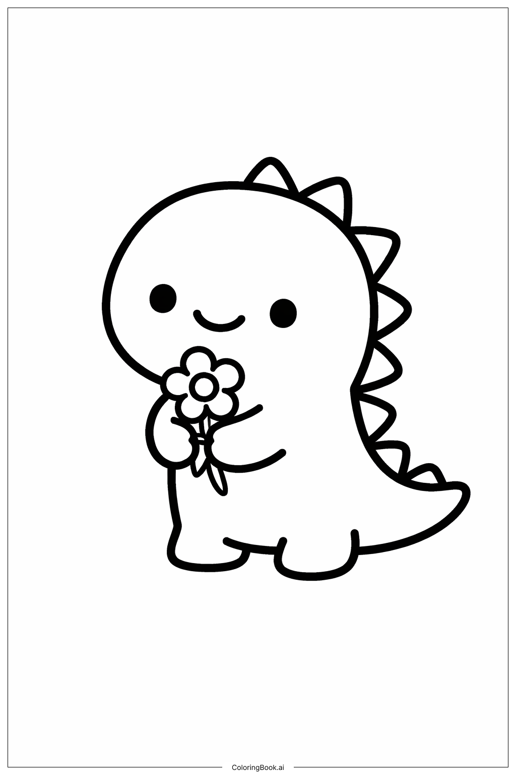 Página para colorear de Dinosaurio de Jurassic Park con Flor