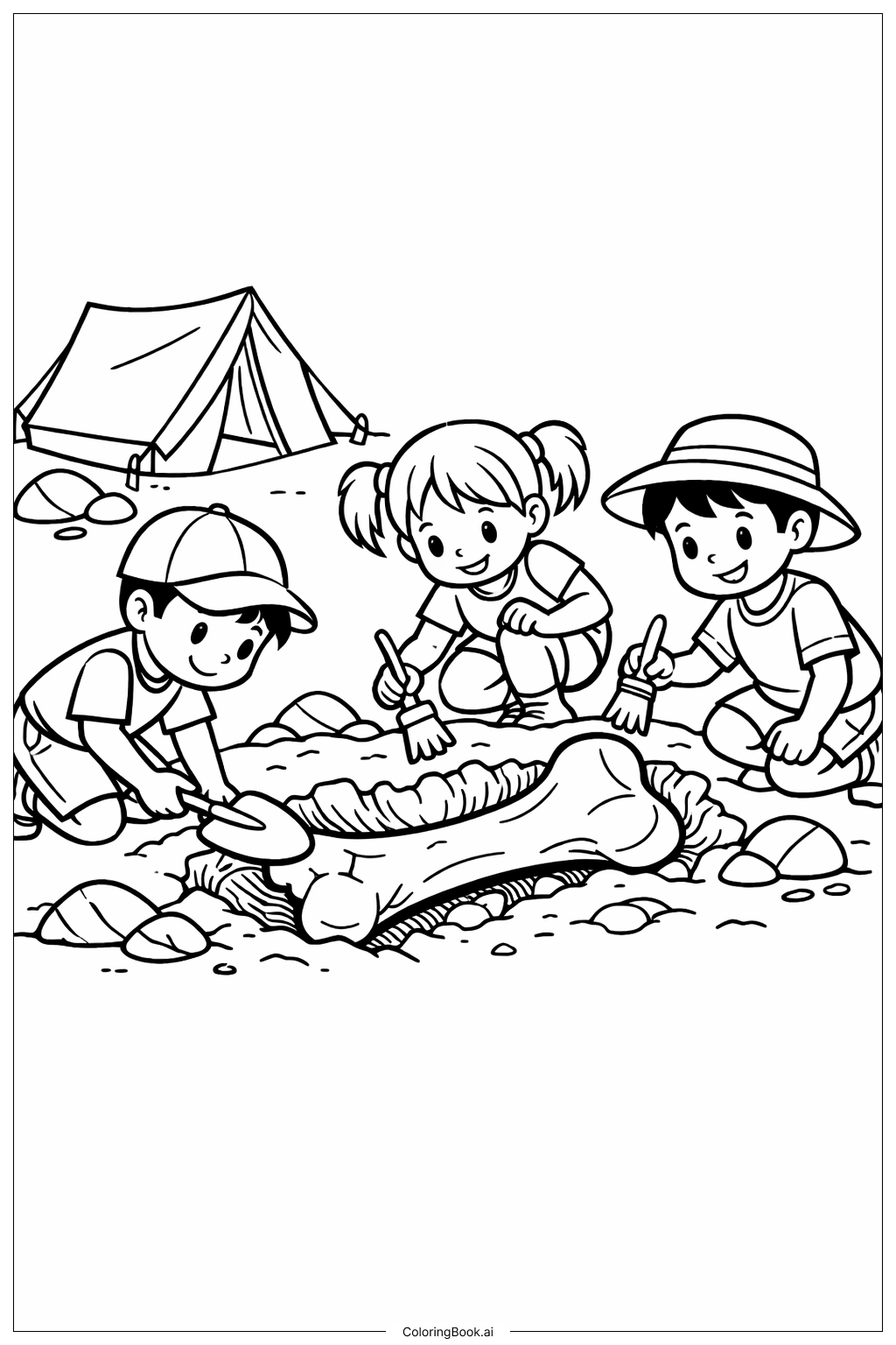 侏罗纪公园化石挖掘填色页