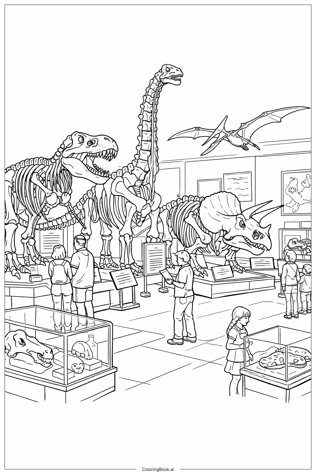  Página para colorir de Museu de Fósseis do Jurassic Park 
