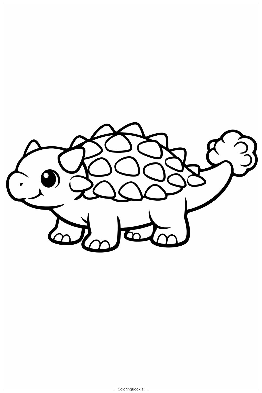  Página para colorear de Anquilosaurio Feliz de Jurassic Park 