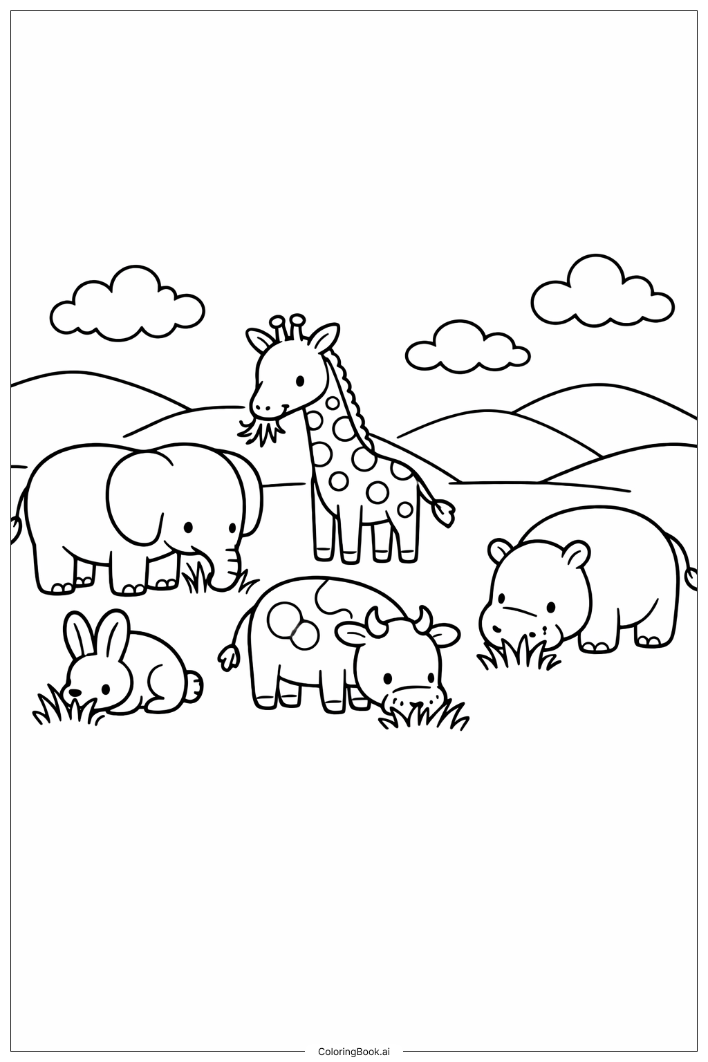 侏羅紀公園草食動物草原著色頁