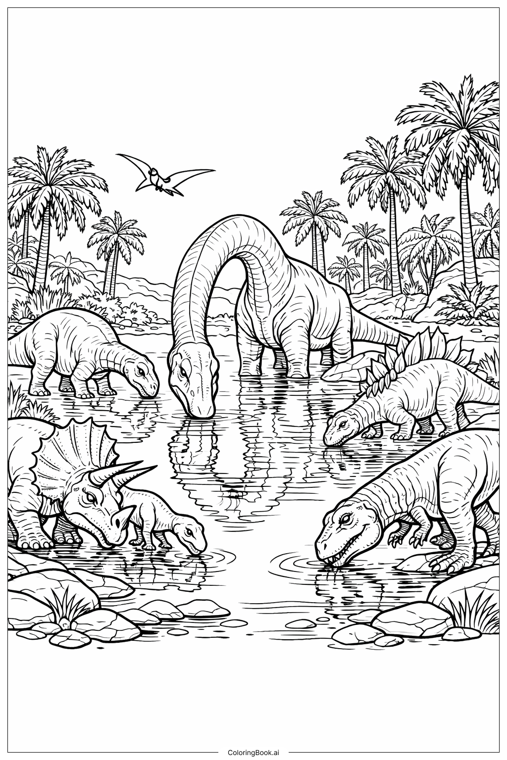  侏羅紀公園隱秘潟湖著色頁 