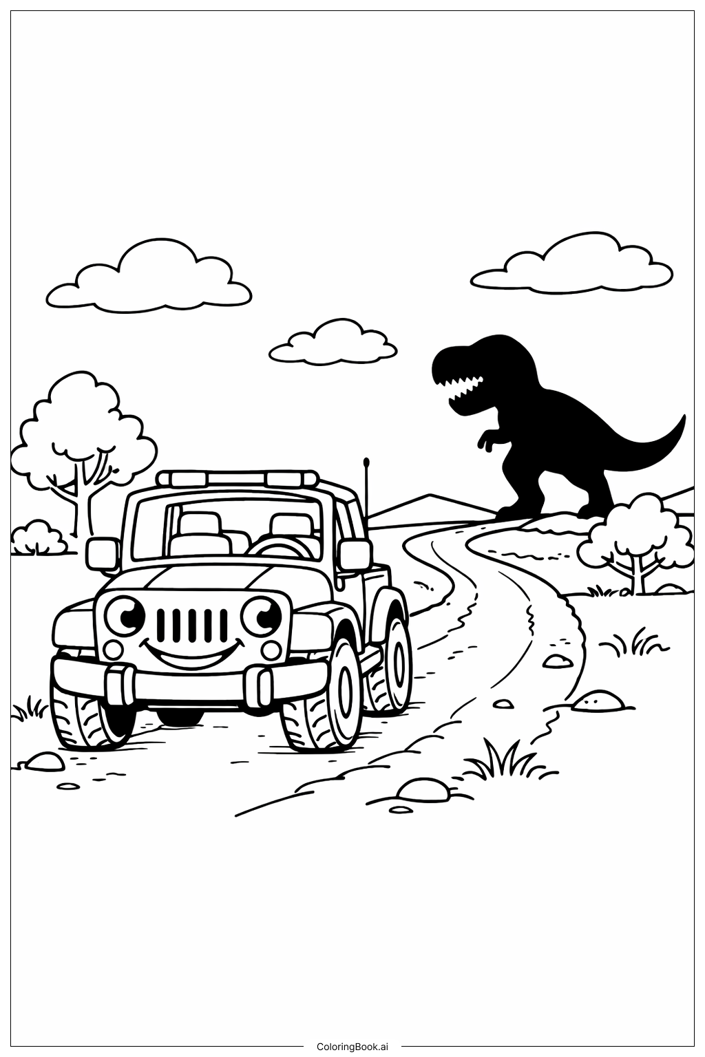 Página para colorear de Rover de la Jungla de Jurassic Park