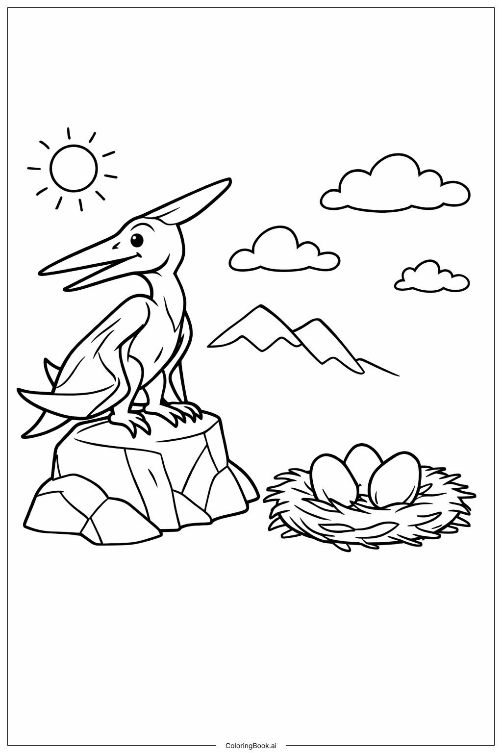 侏罗纪公园翼龙巢穴填色页